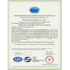Wuxi Tata Steel Co., Ltd Certifications