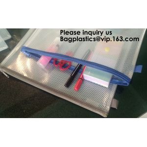 A4 Mesh Plastic Expanding File Folder A5 Bag，Promotion Weatherproof Mesh Zipper