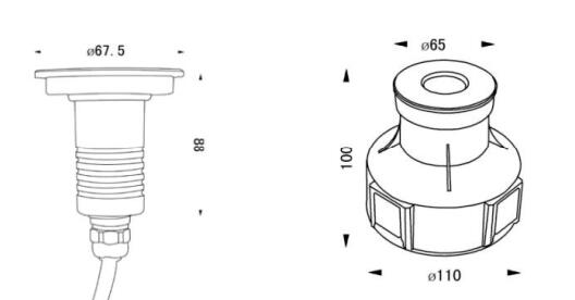1W 3W LED Underground Light With Die Casting Aluminum Housing 0.75Kg Weight