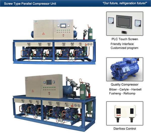 Quality Cattle Meat Cooling  Condensing Units Parallel Compressor Racks for sale