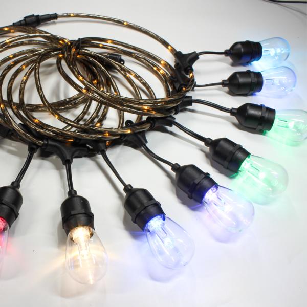 Waterproof E27 24ft 45ft Multicolor Bulb String Lights Edison Filament Bulb