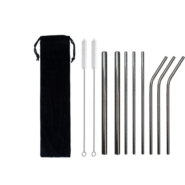 Food Grade Water Bottle Accessories 18/8 Stainless Steel Drinking Straw With Brush