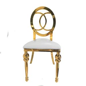 China Gold Stainless Steel Banquet Chair With Fixed Soft Cushion wholesale
