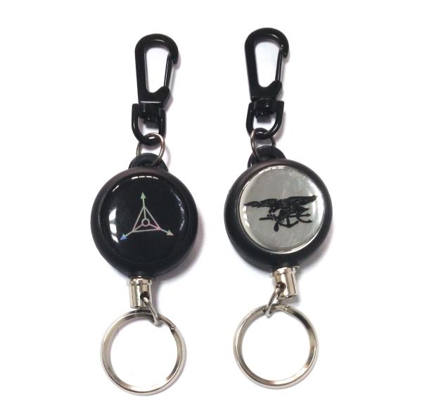 Quality Airport / Hotel Black Retractable Id Card Reel With 60Cm Length Nylon Cord for sale