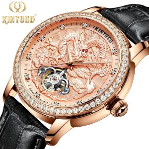 Dragon Embossed Automatic Mechanical Watch Rose Gold Metal Case