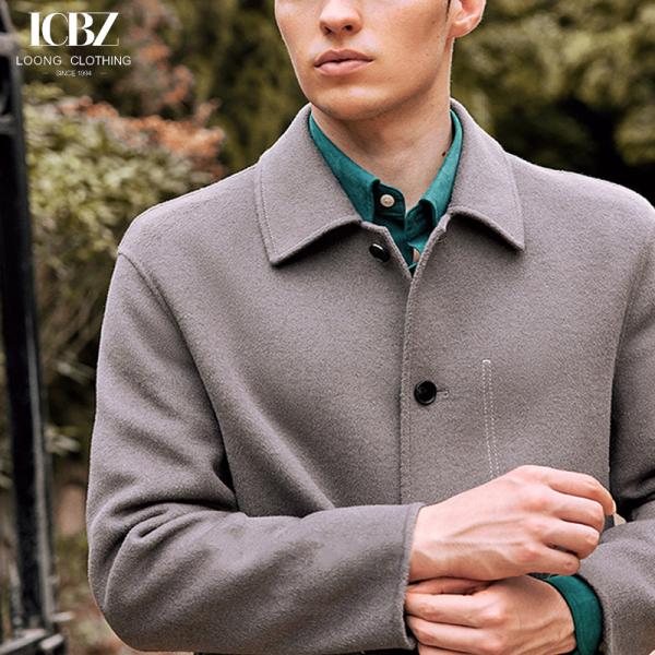 Customized Designs Men's Gray Wool Business Casual Mid-length Cashmere Coat Windbreaker