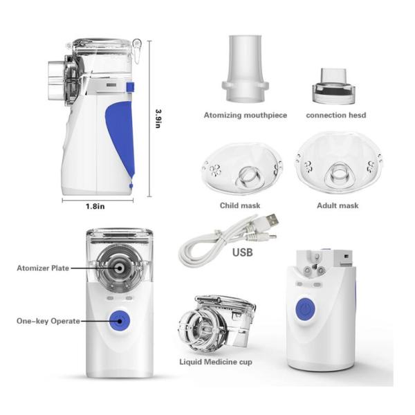 Low Noise 0.2ml/Min Medical Portable Mesh Nebulizer