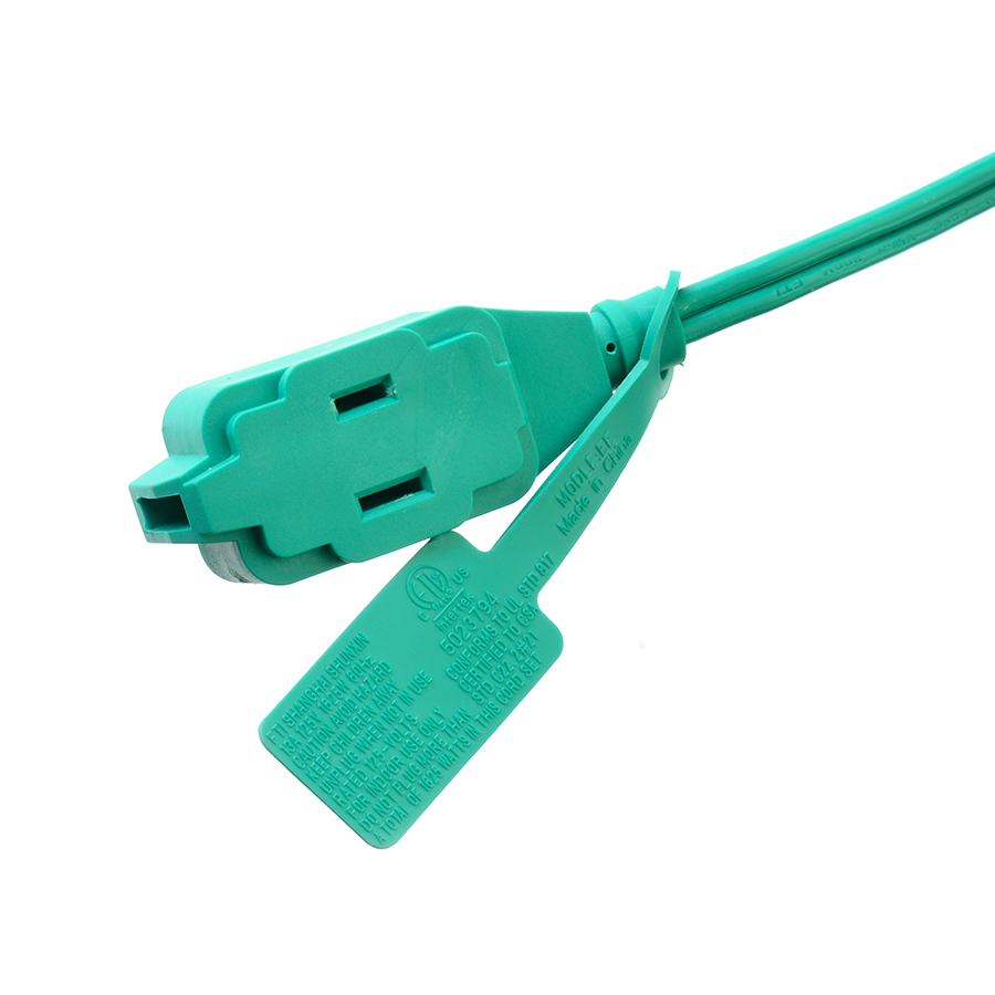 ETL 3 Outlet Brown Multiple Outlets SPT-2 14 Gauge 6FT 12FT 2 Prong Extension Cord Power Strip with Safety Cap Cover