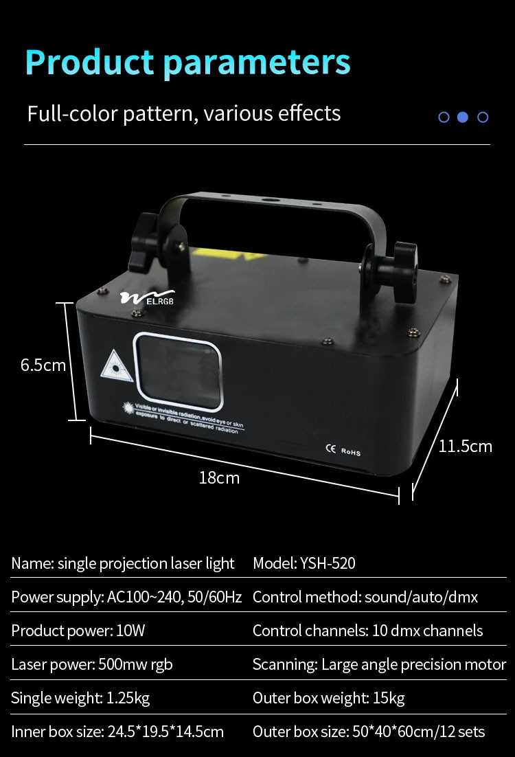 500mw Disco Laser Light Indoor Work Light IP33 Dj Laser Light Projector