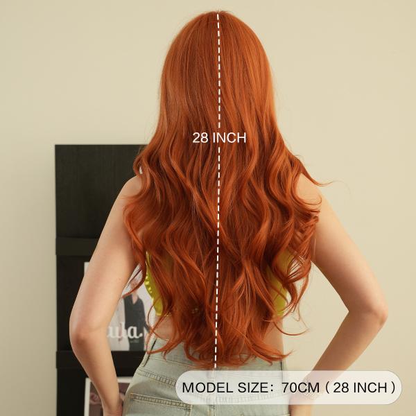 Fashion Long Body Wave Hair Orange Synthetic Wigs For Women
