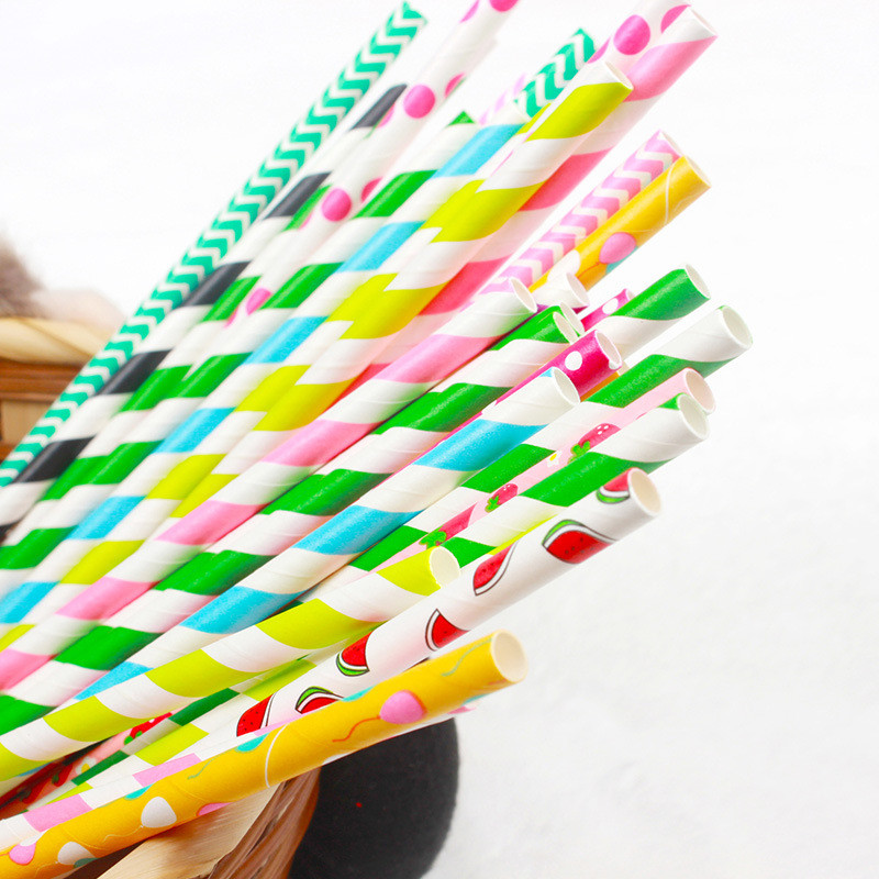100pcs pack 6mm diameter individual packing paper straws food safe ink printing compostable pulp straws