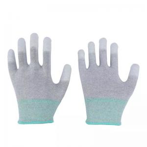 China Carbon Fiber Knitted PU Fingertip Coated Antistatic Top Fit ESD Cut Resistant Gloves Electronics Working wholesale