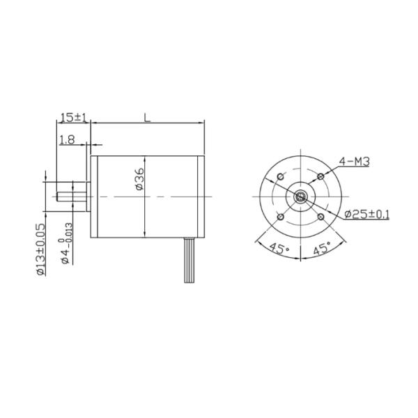 Prevail Brand Customized BLDC Motor 36mm 24V 3400RPM 20gcm 0.42A