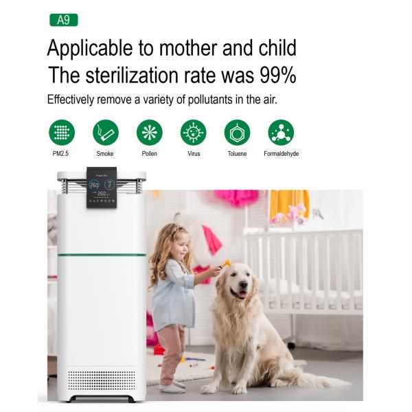 Homefish Intelligent Control Large Coverage Air Cleaner Quiet Operation UV Light Air Purifier With Smart Display Screen
