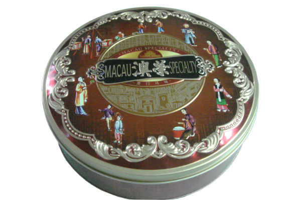 0.22mm Cookie Tin Cans CMYK Round Cookie Tins With Lids