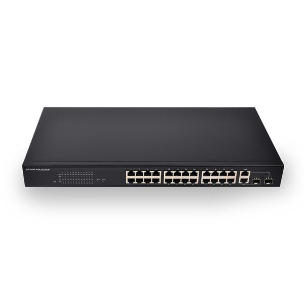 28-port Gigabit switch IEEE 802.3af/a standard 370W power backplane bandwidth 52 Gbps uplink port POE switch