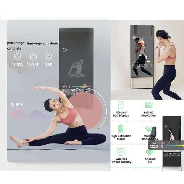 Custom Logo Fitness Exercise Interactive Mirror With Wifi Android Touch Screen