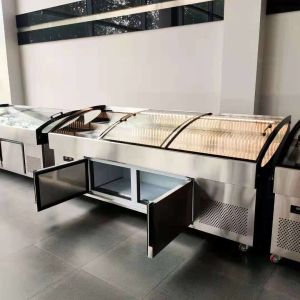 Stainless Steel Sliding Door Deli Display Freezer Air Cooling