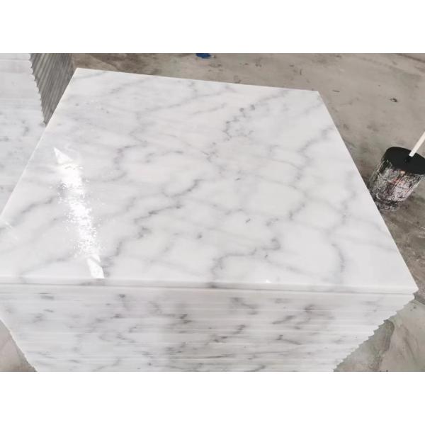 White Kitchen Marble Floor Tiles Round Edge Finishing 12x12 Marble Tile