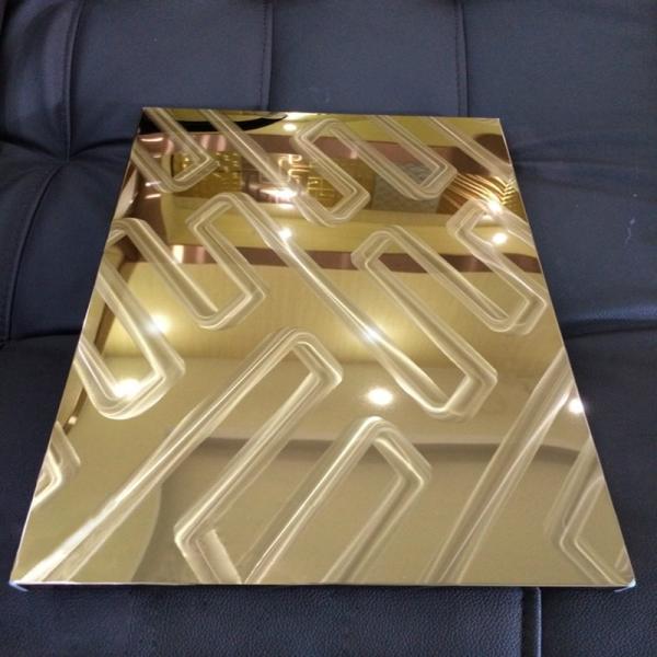 AISI 304 Gold 3D Laser Finish Stainless Steel Color Sheets For Wall Panel Decoration