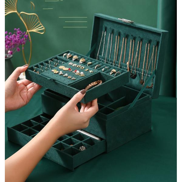 Handmade Velvet Wooden Jewelry Box Organizer For Necklace Earring Ring Bracelet