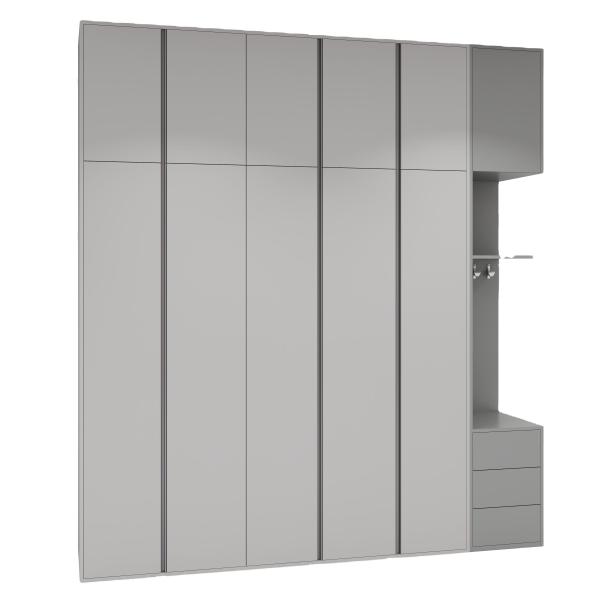 Multi Functional Wood Panel Furniture Bedroom Grey Clothes Closet Custom Size