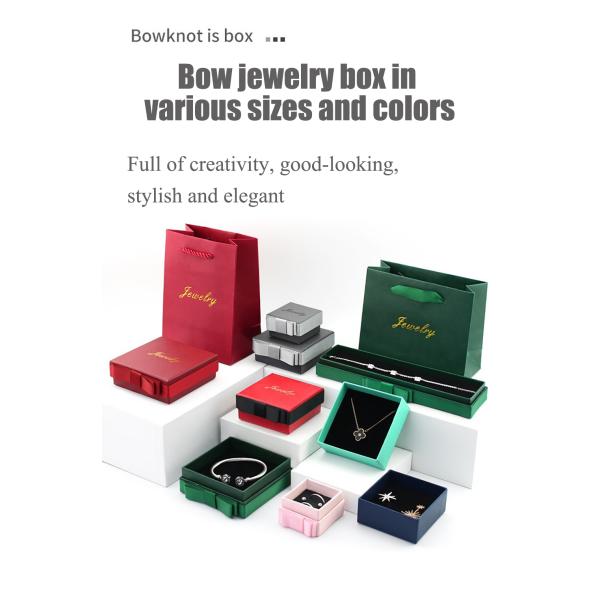 Red Bow Specialty Hard Paper Necklace Bracelet Watch Jewelry Packing Boxes for Gift Presentation
