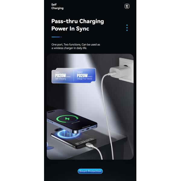 ABS PC Aluminum Alloy Fast Charging Power Bank Ultra Thin Wireless 5000mah