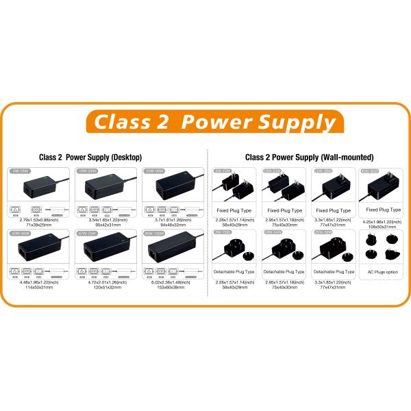 12v 2500ma Class 2 Power Supply 60Hz Wall Mount Power Adapter Output AC DC 7.5v 21v 500ma 4000ma