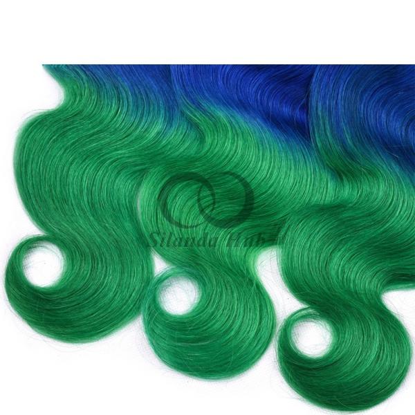 #T1B/Blue/Green Body Wave Remy Human Hair Bundles Sew In Weave Bundles Brazilian Bundle Deals