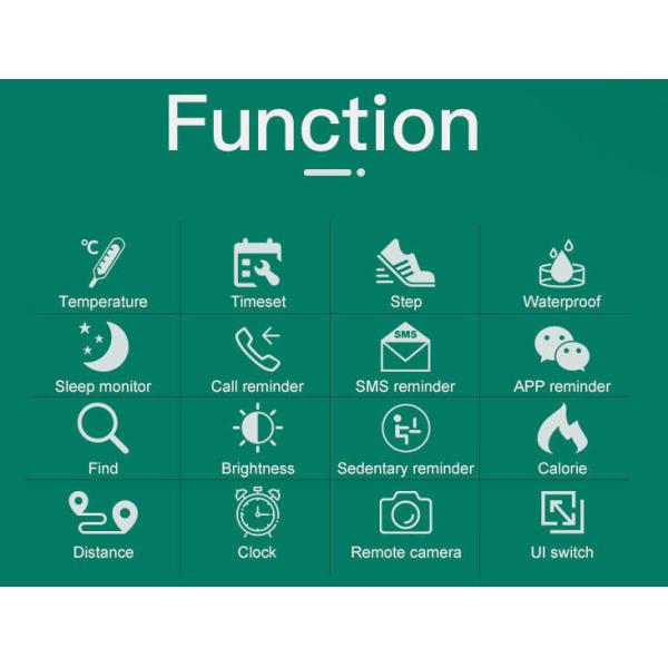 Bluetooth 5.2 Fitness Tracker ROM 512kB Body Temperature Remote Camera For Women