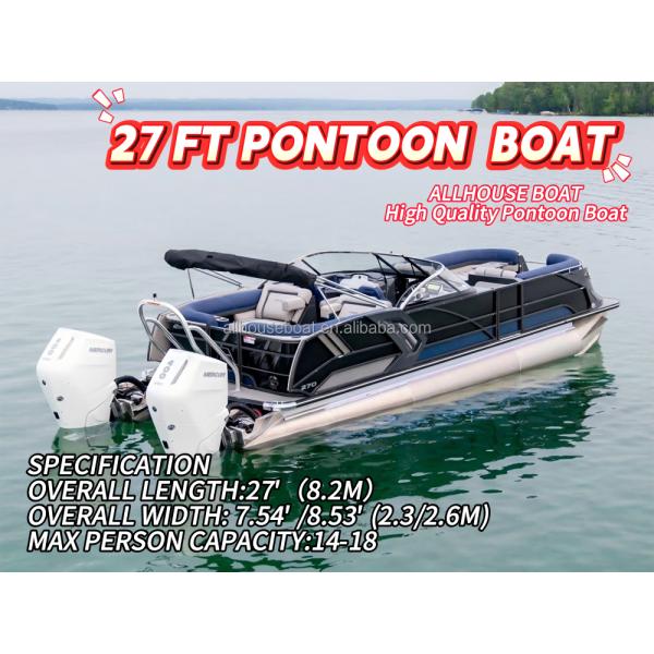 15-18 Passengers Aluminum Party Pontoon Boat Custom Recreational Pontoons 27ft