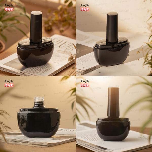 17ml Nail Polish Bottle Custom Color UV Gel Empty Glass Vial With Brush Stained Glass Design