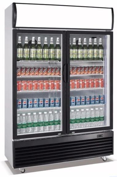Quality 830L Upright 2 Door Display Fridge Direct Cooling System With Evaporator Fan for sale