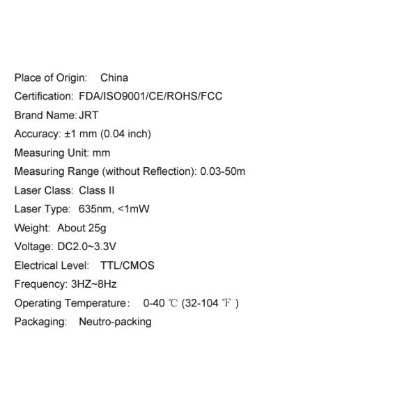 50m High Accuracy High Precision Distance Sensor Obstacle Avoidance Of Sweeping Robot