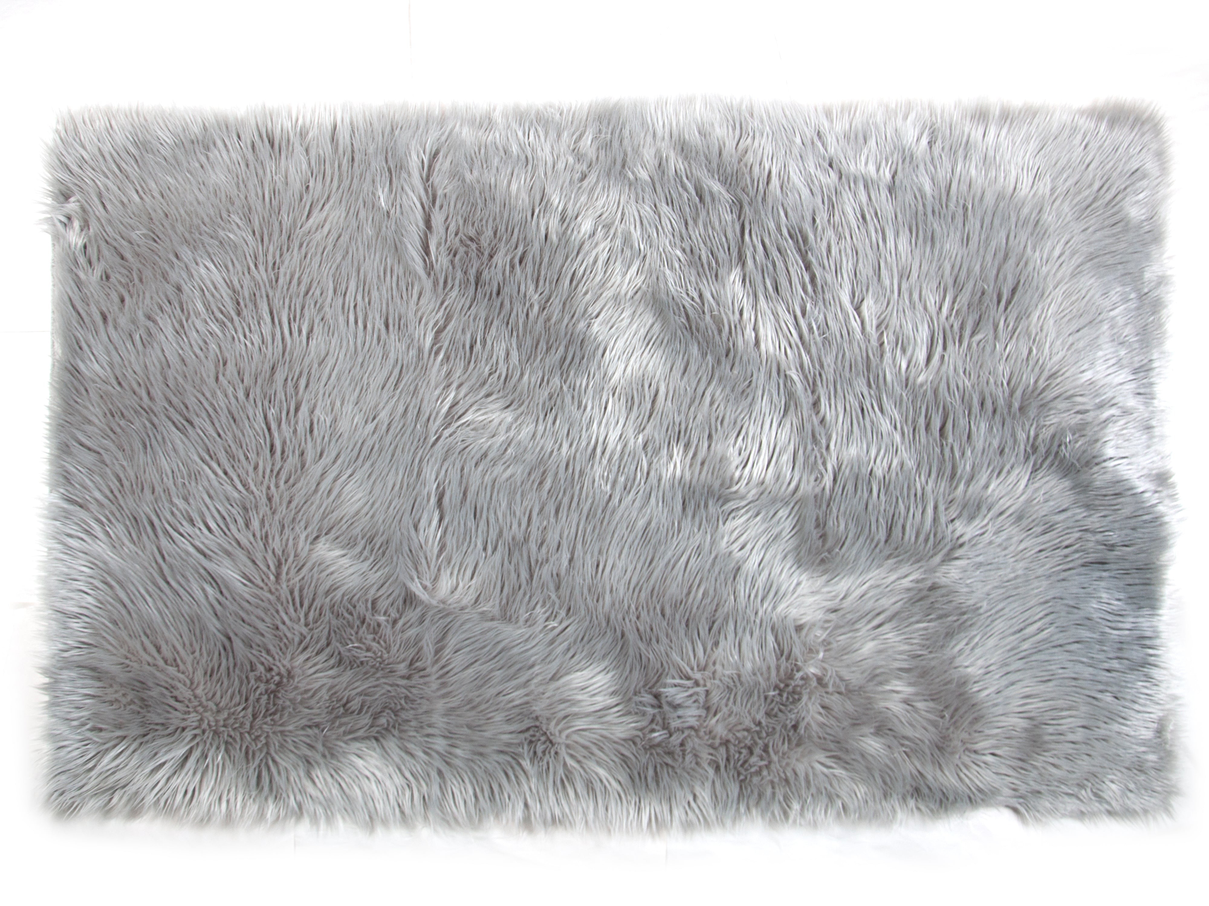 Gray Colour Polyester Area Rugs / Faux Sheepskin Area Rug