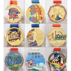 China Craft Soft Enamel / Hard Enamel / 3D Zinc Alloy Gold Award Marathon Running Metal Sport Medal with Logo wholesale