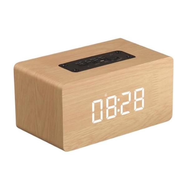 Quality Rechargeable Wooden Bluetooth Speaker 0.65KG Weight with Clock Function for sale
