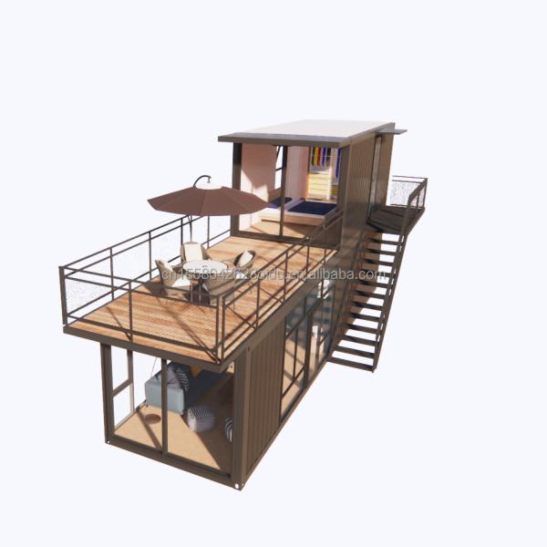 Supermarket Shipping Ready Made Prefab Projects Container Coffee Shop with Log Design