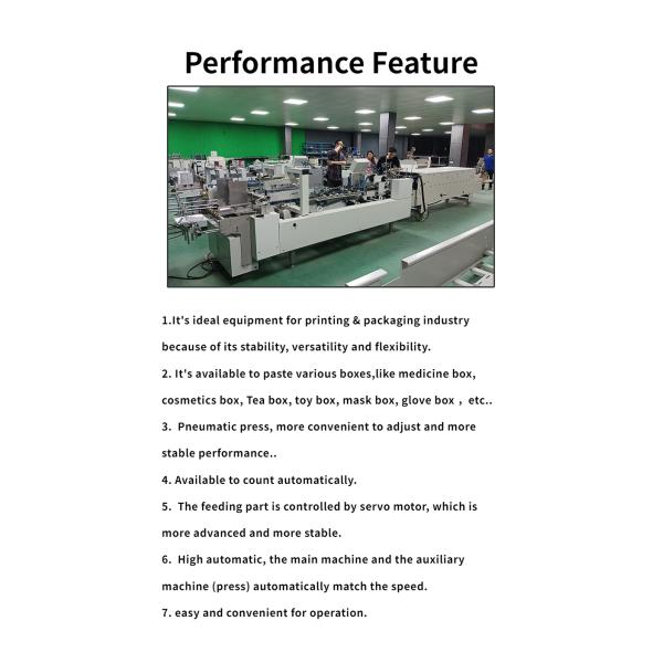 Cardboard/Corrugated Straight Line Box Automatic Gluer Folder Machine for Paper 200g-650g