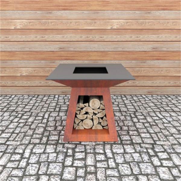 Quality 3mm Thick Movable Corten Steel Barbecue Fire Pit Customized Size for sale