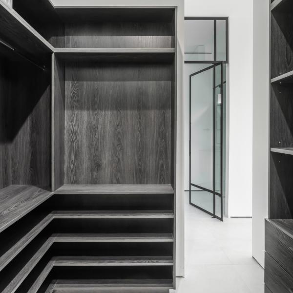 U Shaped Modern Walkin Closet Ardrobe Storage Colorful White Black Navy Blue Melamine