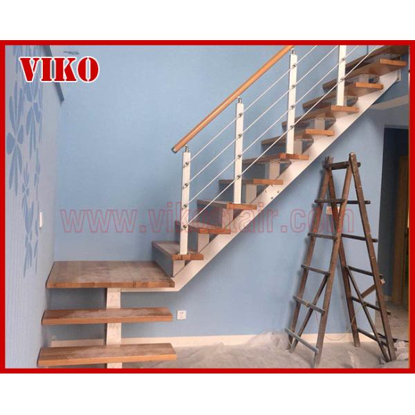 Steel Cable Stair VK67SC Tread Beech glass Aluminum Baluster Glass Handrail 304 Stainless Steel Carbon SteelPowder-coate