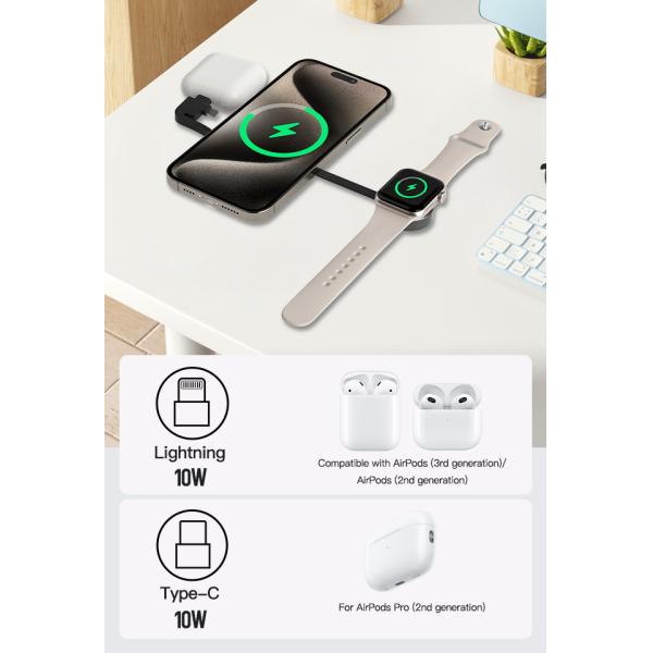 3 In 1 Magnetic Iphone Wireless Charger Portable For Iphone 15 Pro Max