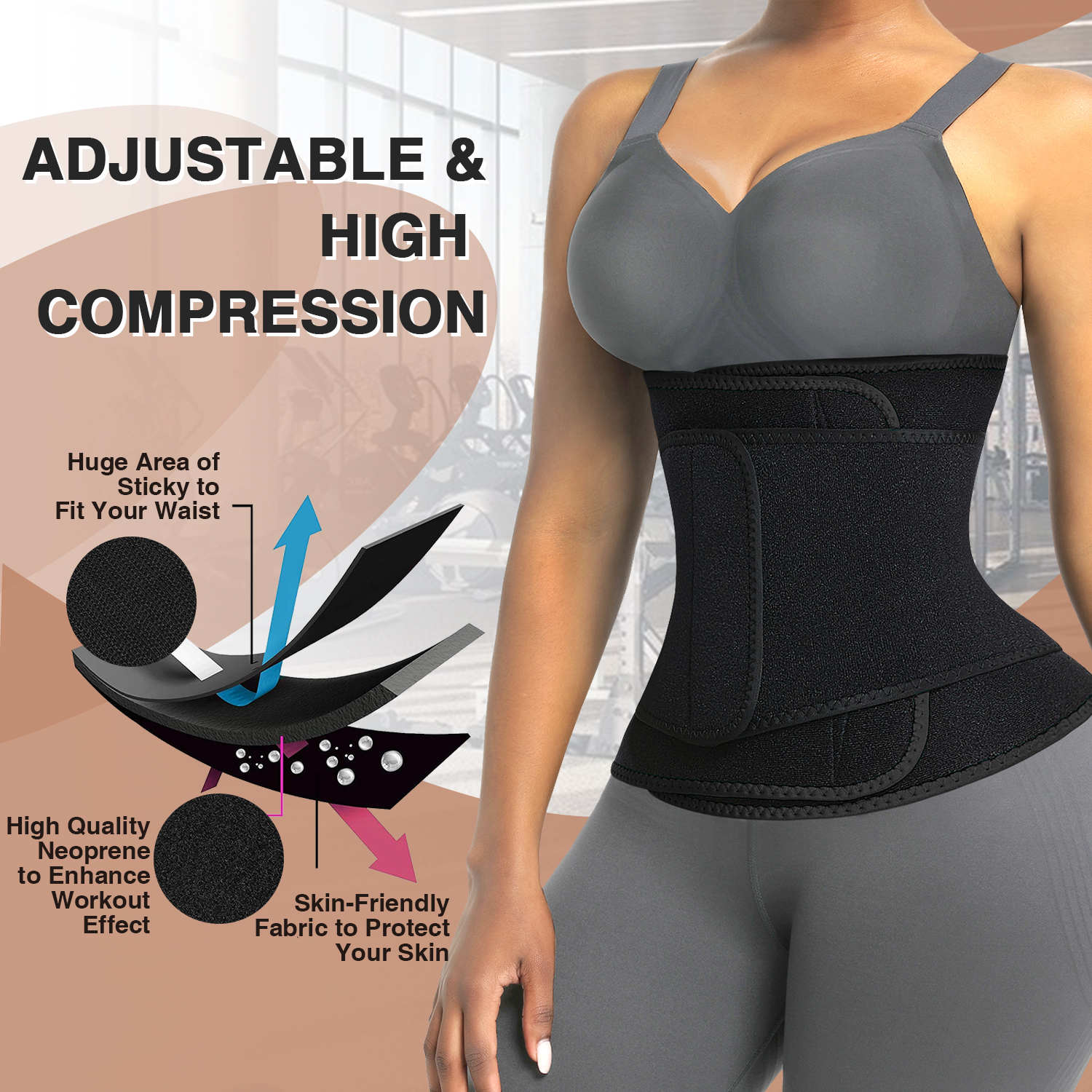 Custom Logo Neoprene Women Slimming Belt by WAISTDEAR Tummy Control Shaper for XS-3XL