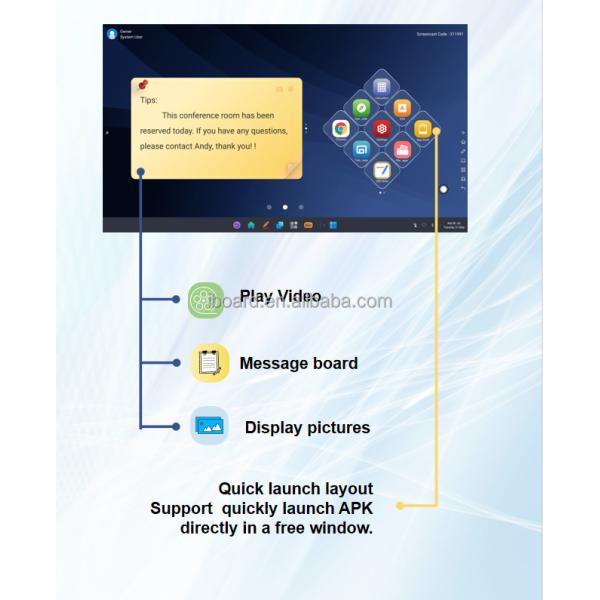 32G EMMC 3G DDR4 LED Interactive Whiteboard DLED 98 Inch 3840x2160 Digital Board