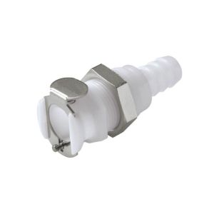 China POM Quick Connect Fluid Coupling Hose Barb Natural White With Vavle wholesale