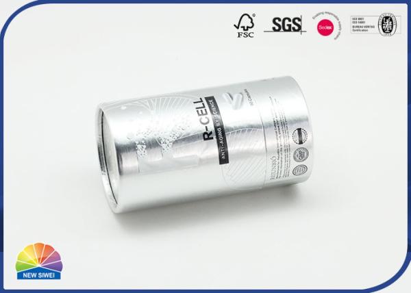 Quality Logo Embossing Silver Card Paper Tube Packaging For Snack for sale
