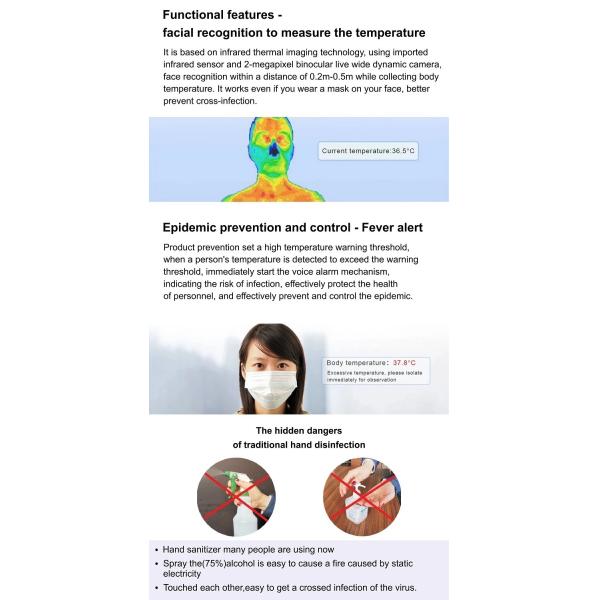 Stainless Steel 8" Time Attendance Facial Recognition Thermometer