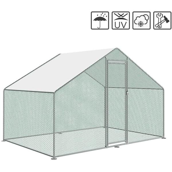 2m x 4m Steel Walk-in Chicken Run Kennel Enclosure Rabbit Hutch Poultry Coop Duck House Chicken Cage